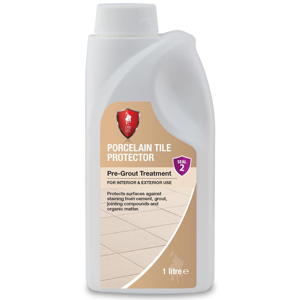 A close-up of porcelain tile protector, pre-grout treatment
